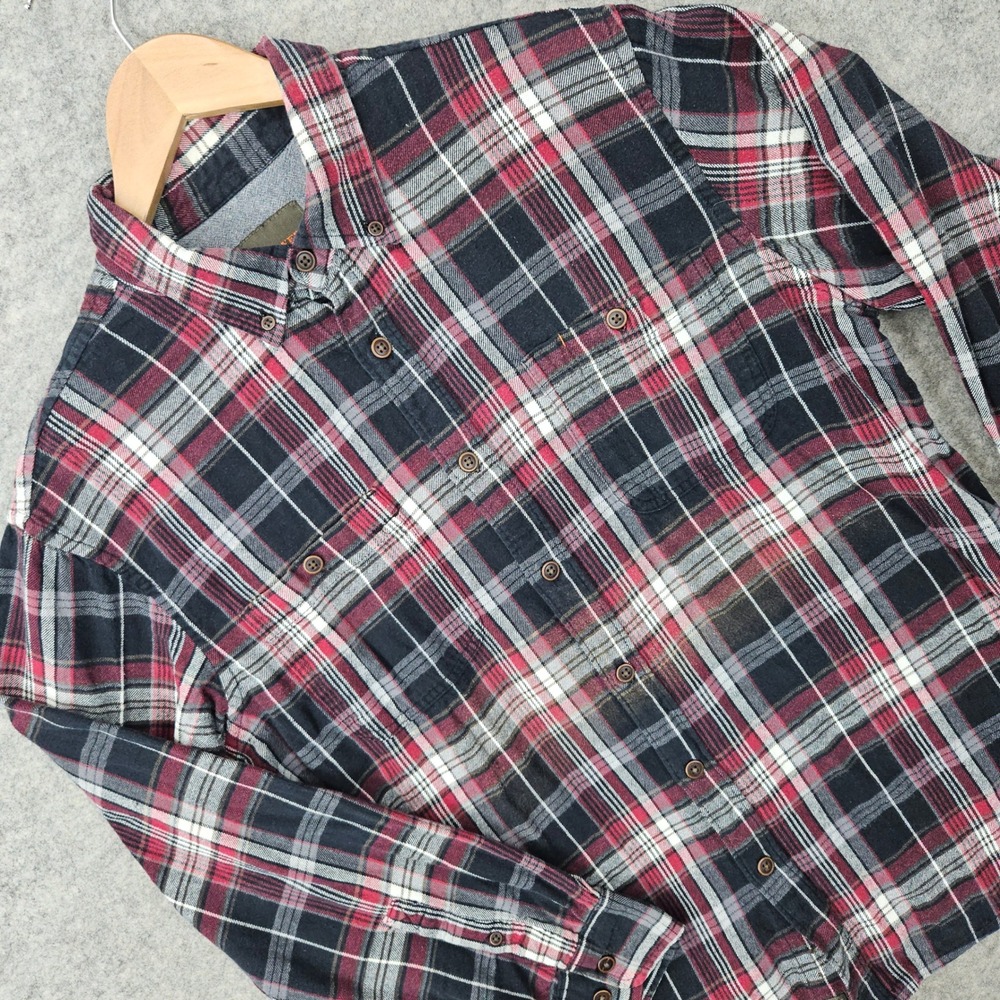 Northwest Territory Flannel Shirt Men's Large Red Black Plaid Button Down Cotton